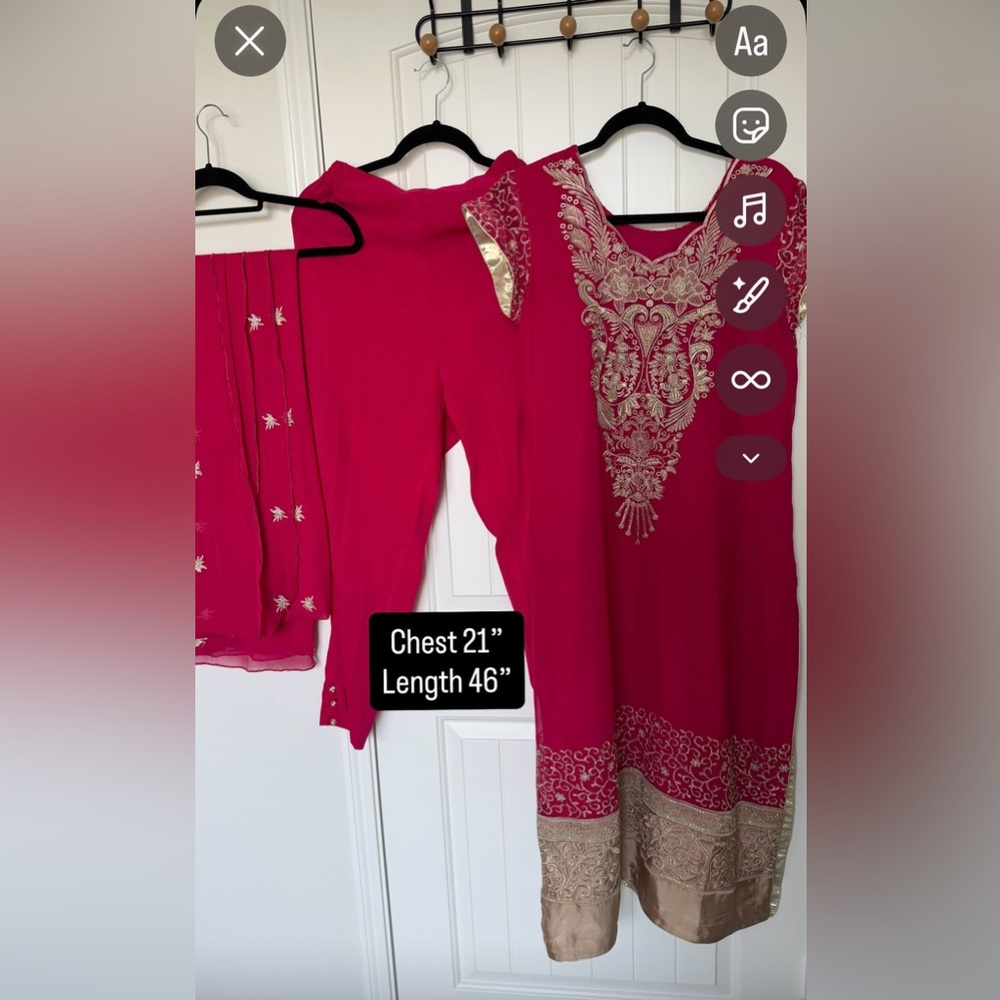 Elegant Red and Gold Embroidered Dress